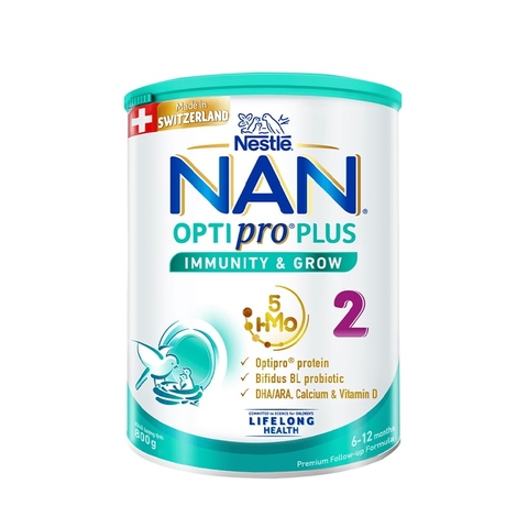 Sữa Nan Optipro Plus số 2-Thụy Sĩ, 6-12 tháng (800g).