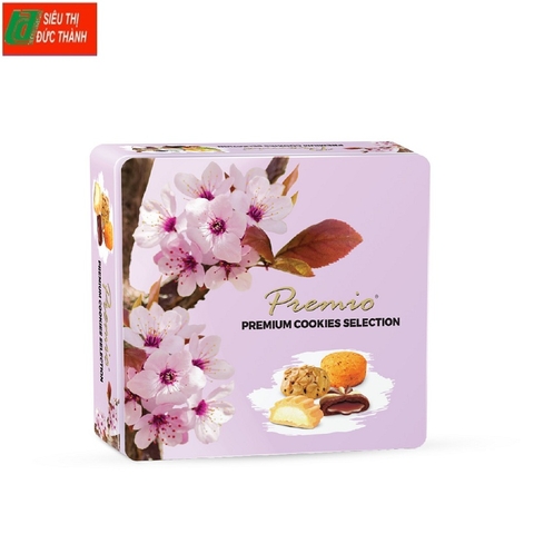 Bánh quy Premio Premium Cookies Selection-Malaysia, hộp thiếc vuông (400g).