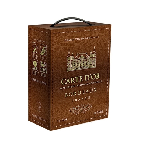 Rượu vang đỏ Carte D'or Gran Vin De Bordeaux-Pháp, bịch (3lít, 14%).