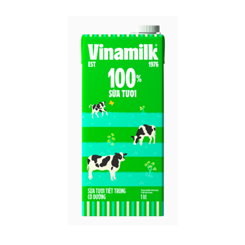 Sữa tươi tiệt trùng có đường, 100% sữa tươi-Vinamilk (1lít).
