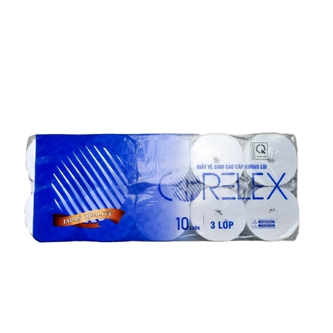 Giấy vệ sinh cao cấp không lõi Corelex (10cuộn, 3lớp),