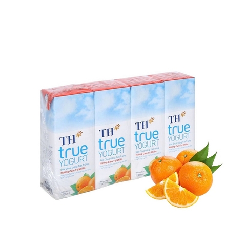 Sữa chua uống tiệt trùng TH True Yogurt, hương cam tự nhiên (180ml*4 hộp),