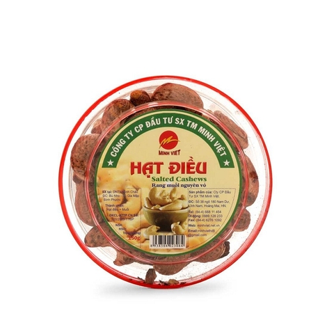 Hạt điều rang muối còn vỏ Minh Việt, hộp (150g).