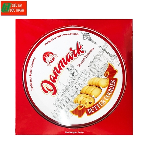 Bánh quy Danmark Butter Cookies-Omeli, hộp thiếc tròn (368g).