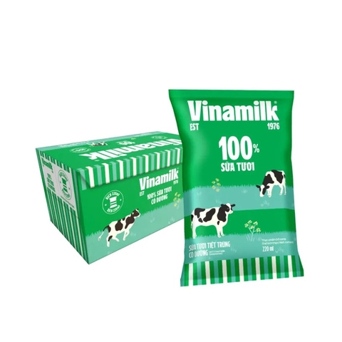 Sữa tươi tiệt trùng có đường, 100% sữa tươi-Vinamilk, thùng (48*220ml).