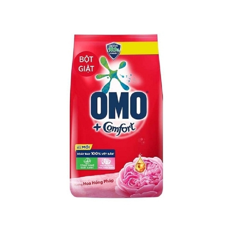 Bột giặt Omo+Comfort-tinh dầu hương hoa hồng Pháp, túi (2.6kg),