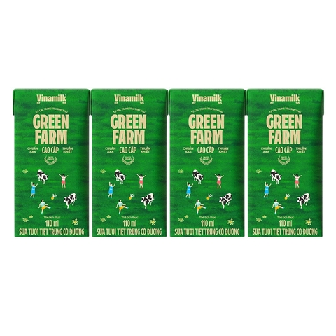 Sữa tươi tiệt trùng Green Farm có đường, Vinamilk (110ml*4).