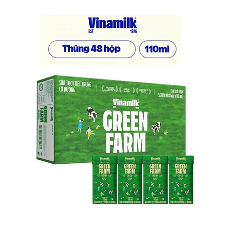Sữa tươi tiệt trùng Green Farm có đường-Vinamilk, thùng (12*4*110ml),