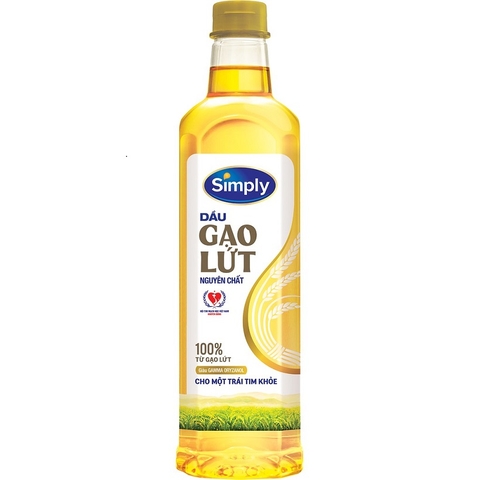 Dầu gạo lứt nguyên chất-Simply, chai (1lít).