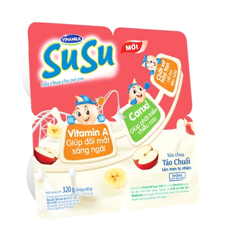 Sữa chua táo chuối SuSu-Vinamilk (80g*4hộp)