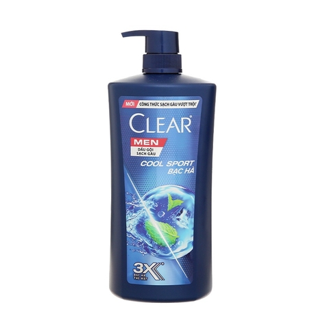 Dầu gội Clear Men Cool Sport-Dầu gội sạch gàu bạc hà, chai (900g/874ml),