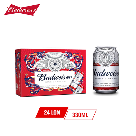 Bia Budweiser lon thấp, thùng (24*330ml, 5%).