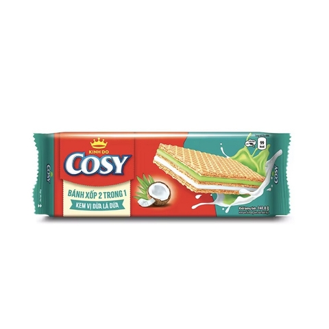 Bánh xốp 2 trong 1, kem vị dừa lá dứa-Cosy, Kinh Đô, gói (148.8g).