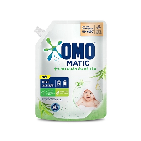 Nước giặt Omo Matic, tràm trà nha đam cho quần áo bé yêu, túi (2.0kg).