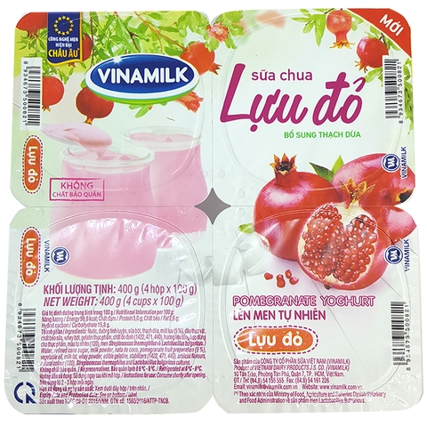 Sữa chua lựu đỏ-Vinamilk (100g*4hộp),