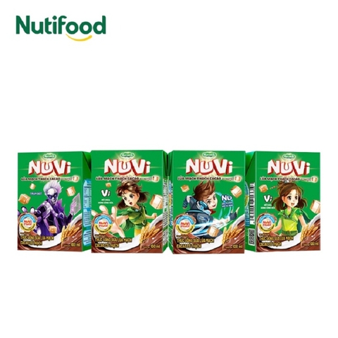 Sữa lúa mạch cacao có thạch-Nuvi, Nutifood, vỉ (100ml*4),