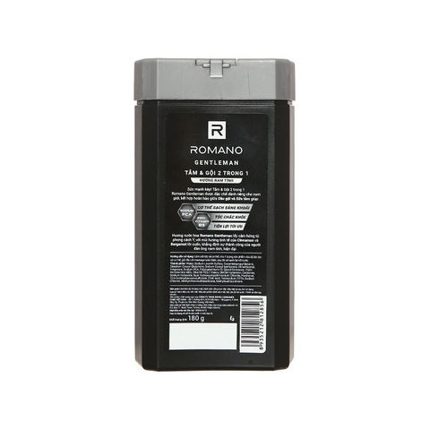 Dầu tắm gội Romano Gentleman 2 in 1 hương nam tính, chai (180g)