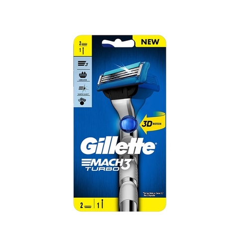 Dao cạo râu Gillette Mach3 Turbo (1 cán dao, 2 đầu dao cạo, 1 nắp bảo vệ).