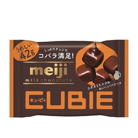 Kẹo milk Chocolate Cubie-Meiji, túi nâu (42g)