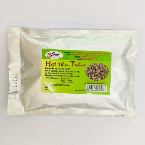 Hạt tiêu trắng nguyên hạt-Anfood, gói (100g)-