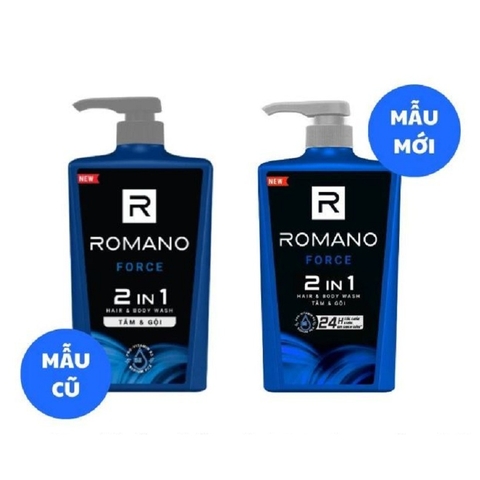 Sữa tắm gội Romano Force 2in1-hương nam tính, chai  (650g).
