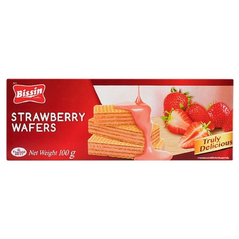 Bánh xốp kem dâu tây Strawberry Wafers, Bissin-Thái Lan, hộp (100g),