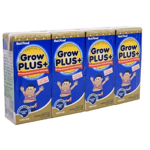 Sữa dinh dưỡng Grow Plus+-NutiFood hương Vani, xanh (180ml*4hộp)