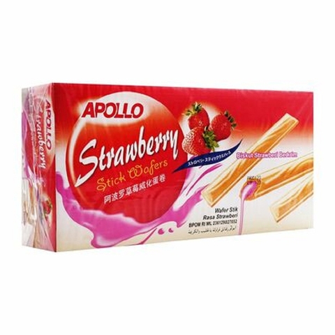 Bánh quế Apollo Strawberry, vị dâu-Malaysia, hộp kín (330g)