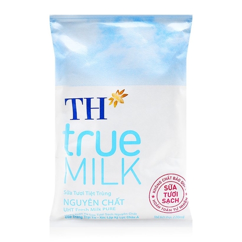 Sữa tươi tiệt trùng TH true Milk nguyên chất, túi (220ml),