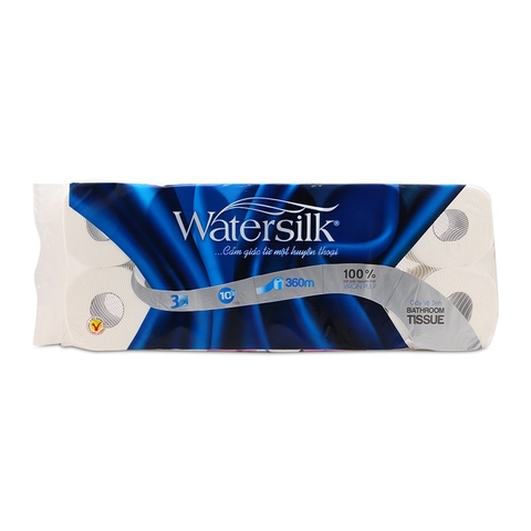 Giấy vệ sinh Watersilk, có lõi (10cuộn, 3lớp).