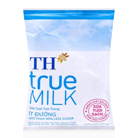 Sữa tươi tiệt trùng TH true Milk-ít đường, túi (220ml),