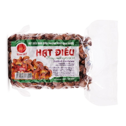 Hạt điều rang muối còn vỏ-Minh Việt, túi (500g).