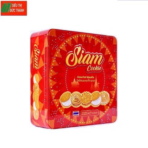 Bánh quy Siam Cookies-Thái Lan, hộp sắt vuông (390g),