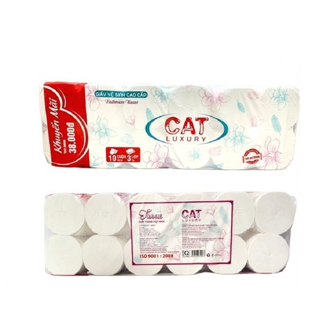 Giấy vệ sinh Cat luxury-Tissue, không lõi (10 cuộn, 3 lớp).