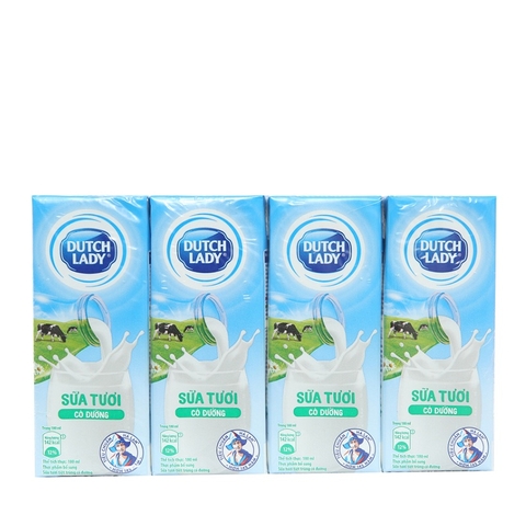 Sữa tươi tiệt trùng cô gái Hà Lan, có đường (180ml*4hộp),