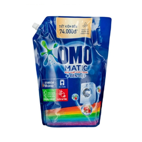 Nước giặt Omo Matic-máy giặt cửa trước, bền đẹp lựu & tre, túi (3.6kg/3.4lít).