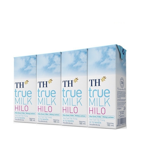 Sữa tươi tiệt trùng TH true Milk Hilo, vị tự nhiên (180ml*4hộp),