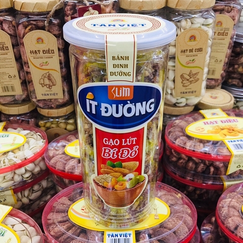 Bánh dinh dưỡng gạo lứt bí đỏ, ít đường-Tân Việt, hộp (210g),