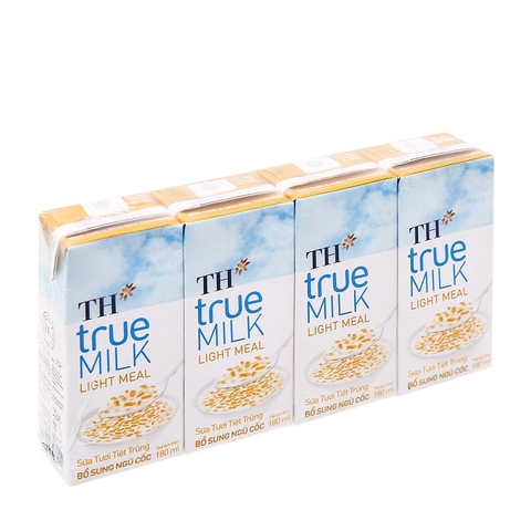 Sữa tươi tiệt trùng bổ sung ngũ cốc, Light Meal-TH true Milk (180ml*4hộp),