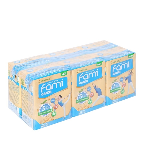 Sữa đậu nành Fami canxi-Vinasoy, hộp (200ml*6hộp).