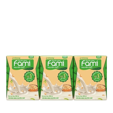 Sữa đậu nành Fami nguyên chất-Vinasoy, hộp (200ml*6hộp).