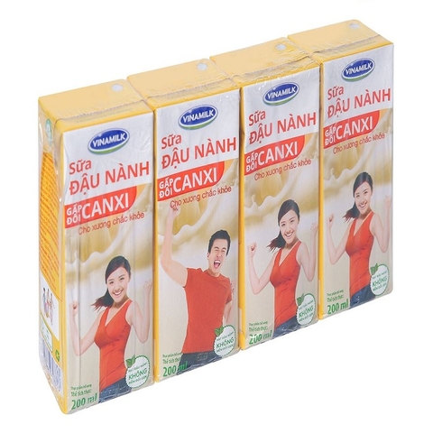 Sữa đậu nành gấp đôi canxi-Vinamilk (200ml*4hộp).