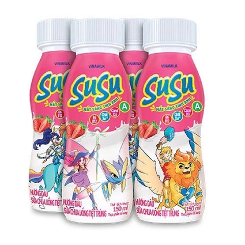 Sữa chua uống tiệt trùng hương dâu SuSu-Vinamilk (150ml*4chai),