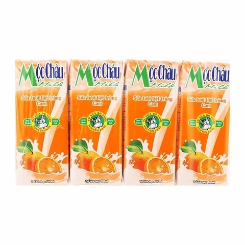 Sữa tiệt trùng Mộc Châu, hương cam (180ml*4hộp),