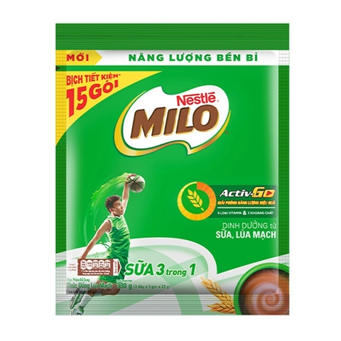 Thức uống lúa mạch 3 trong 1, Milo-Nestle (330g/3dây*5gói*22g),