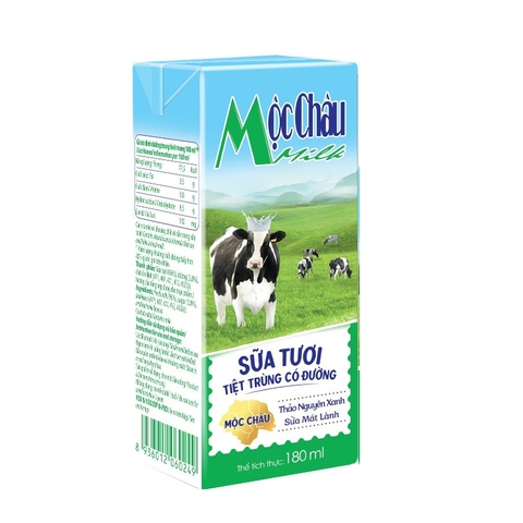 Sữa tươi tiệt trùng Mộc Châu, có đường (180ml*4hộp),