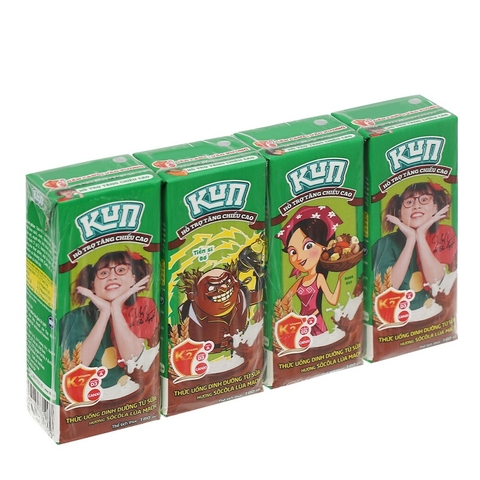 Thức uống dinh dưỡng từ sữa, hương socola lúa mạch-Kun (180ml*4hộp),