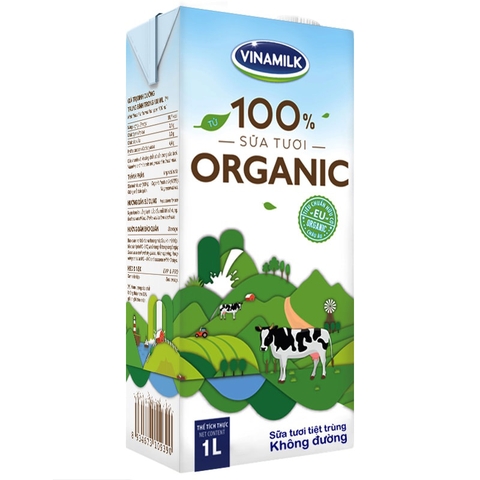 Sữa tươi nguyên chất tiệt trùng Organic Vinamilk, không đường (1lít),