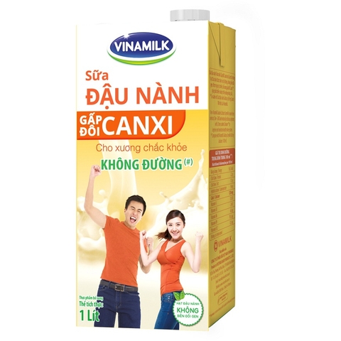 Sữa đậu nành gấp đôi canxi, không đường-Vinamilk (1lít).