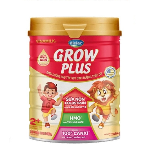 Sữa bột Dielac Grow Plus 2+, Vinamilk-cho trẻ suy dinh dưỡng thấp còi, từ 2-10 tuổi (850g).